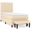 vidaXL Cama com molas/colch&atilde;o 90x200 cm tecido cor cr&egrave;me