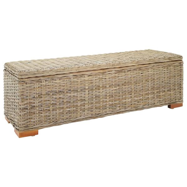 vidaXL Caixa de arrumação 110 cm vime kubu natural/mogno maciça