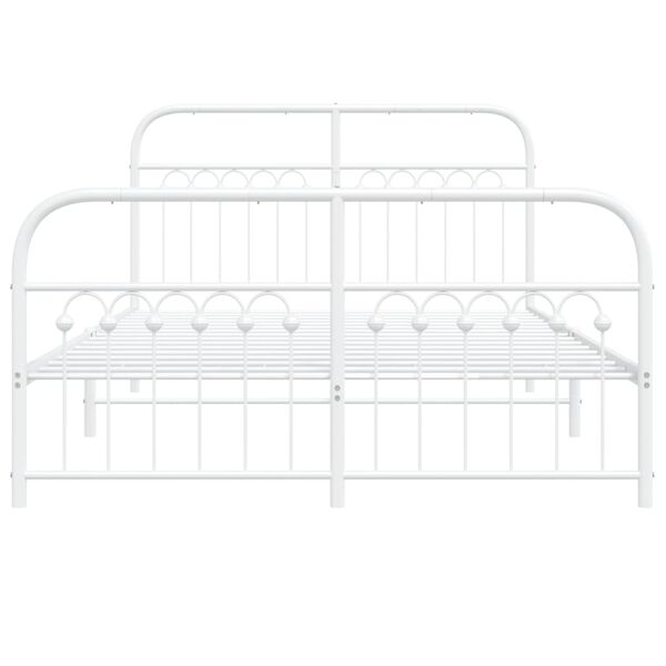 vidaXL Estrutura de cama com cabeceira e p&eacute;s 140x200 cm metal branco