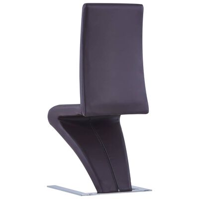 vidaXL Cadeiras de jantar ziguezague 2 pcs couro artificial castanho