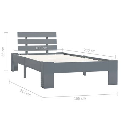 vidaXL Estrutura de cama 100x200 cm pinho maciço cinzento
