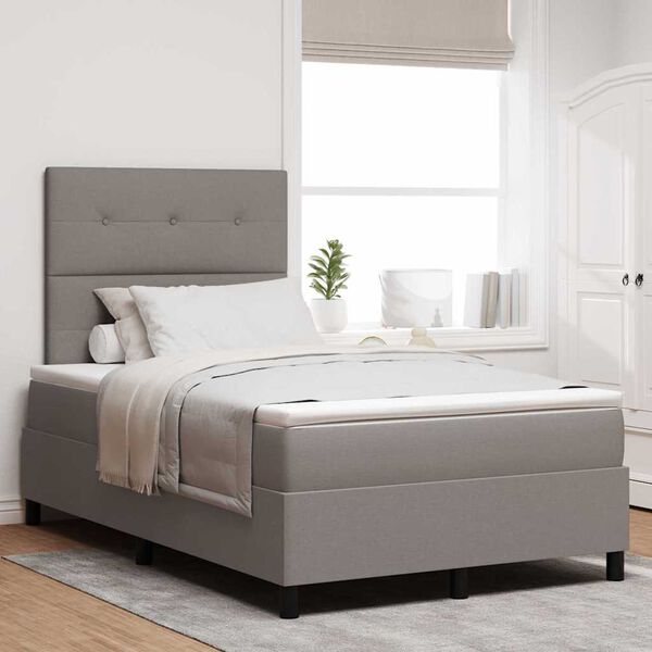 vidaXL Cama Box com colch&atilde;o Cinzento-acastanhado 120 x 190 cm tecido