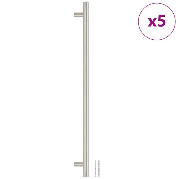 vidaXL Puxadores para móveis 5 pcs 480 mm aço inoxidável prateado