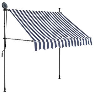 vidaXL Toldo retr&aacute;til manual com LED 100 cm azul e branco