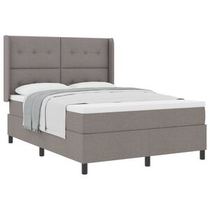 vidaXL Cama Box com almofada Cinzento-acastanhado 190 x 140 cm tecido