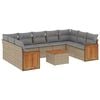 vidaXL 10 pcs conjunto de sof&aacute;s p/ jardim com almofad&otilde;es vime PE bege