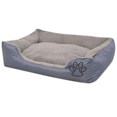 vidaXL Cama para cães com almofada acolchoada tamanho XL cinzento