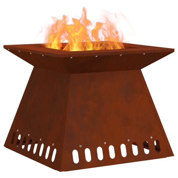 vidaXL Fire Pit Castanho 48 x 48 x 40 cm A&ccedil;o resistente &agrave;s intemp&eacute;ries