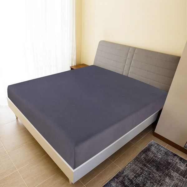 vidaXL Len&ccedil;ol ajust&aacute;vel 140x200 cm algod&atilde;o jersey antracite