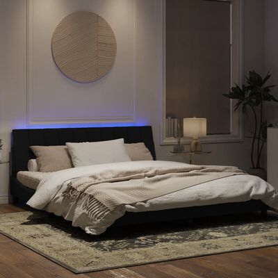 vidaXL Estrutura de cama com luzes LED 180x200 cm veludo preto