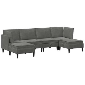vidaXL Conjunto de M&oacute;veis para Sala de Estar 6 unid. Cinzento-Escuro