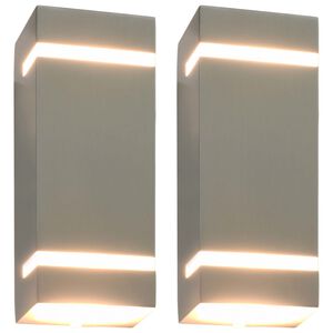 vidaXL Candeeiros de parede exterior 2 pcs 35 W retangular prateado