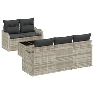 vidaXL Conjunto de Sof&aacute; de Jardim 6 pcs Cinza Claro e Cinza Escuro