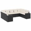 vidaXL 9 pcs conjunto de sof&aacute;s p/ jardim c/ almofad&otilde;es vime PE preto