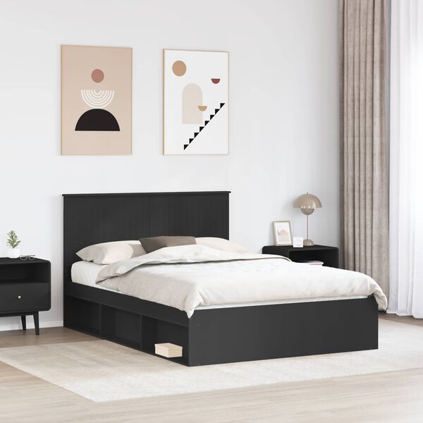 vidaXL Estrutura da Cama Preto 135 x 190 cm Madeira de Pinheiro S&oacute;lida
