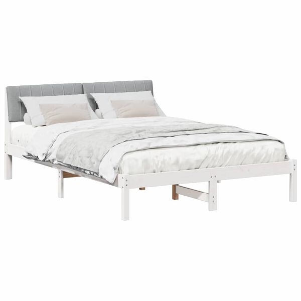vidaXL Estrutura da cama Branco e cinza claro 135 x 190 cm