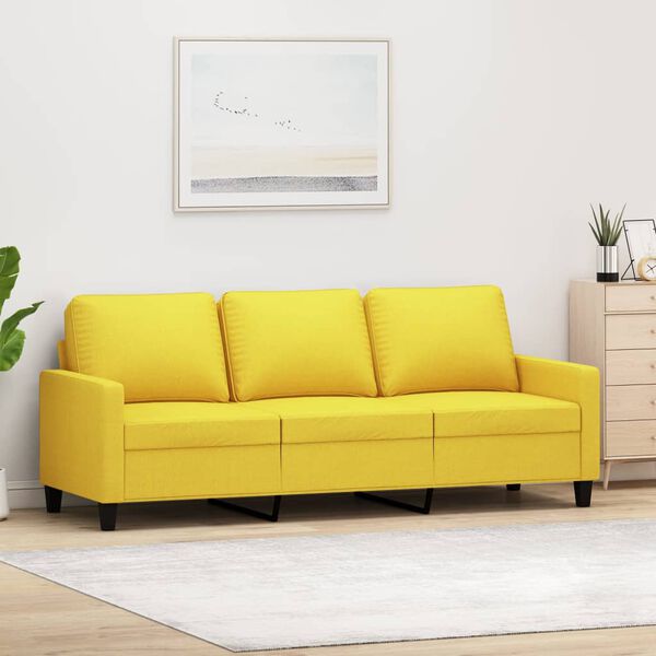 vidaXL Sof&aacute; de 3 lugares 180 cm tecido amarelo-claro