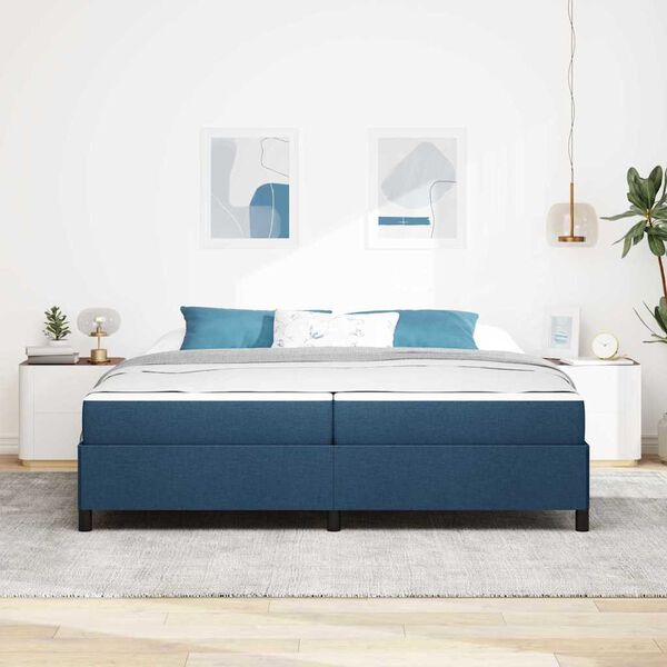 vidaXL Cama Box com colch&atilde;o Azul 200 x 200 cm tecido
