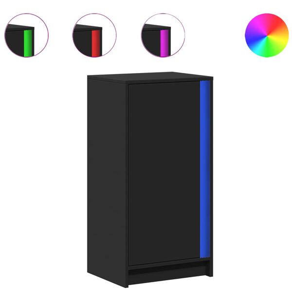 vidaXL Aparador c/ luzes LED 42,5x34x85 cm derivados de madeira preto