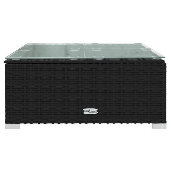 vidaXL Mesa de centro para jardim 60x60x30 cm vidro e vime PE preto