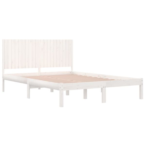 vidaXL Cama sem colch&atilde;o 200x200 cm madeira de pinho maci&ccedil;a branco
