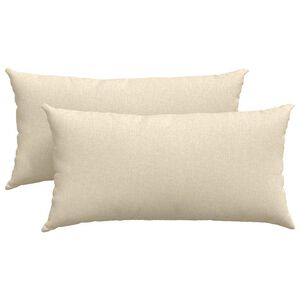vidaXL Travesseiros de Sof&aacute; 2 pcs Creme 80 x 40 cm tecido