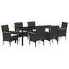 vidaXL Conjunto de Jantar para Jardim 7 unid. Preto vime PE
