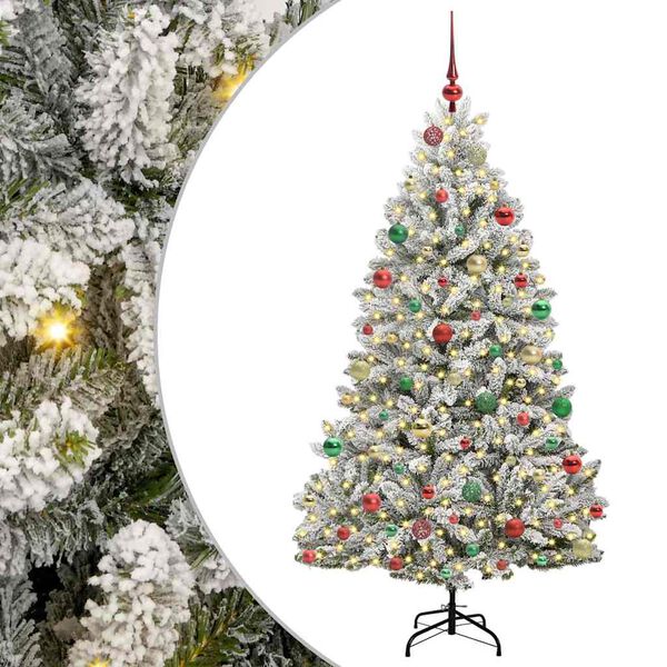 vidaXL &Aacute;rvore de Natal Artificial Verde e Branco 180 cm PVC e Metal