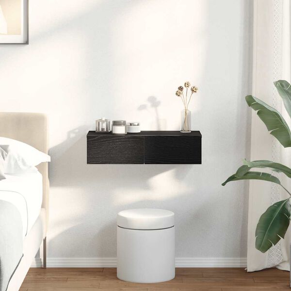 vidaXL Prateleira parede c/ gavetas 60x26,5x15 cm deriv. madeira preto