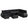 vidaXL 9 pcs conjunto de sof&aacute;s p/ jardim c/ almofad&otilde;es vime PE preto