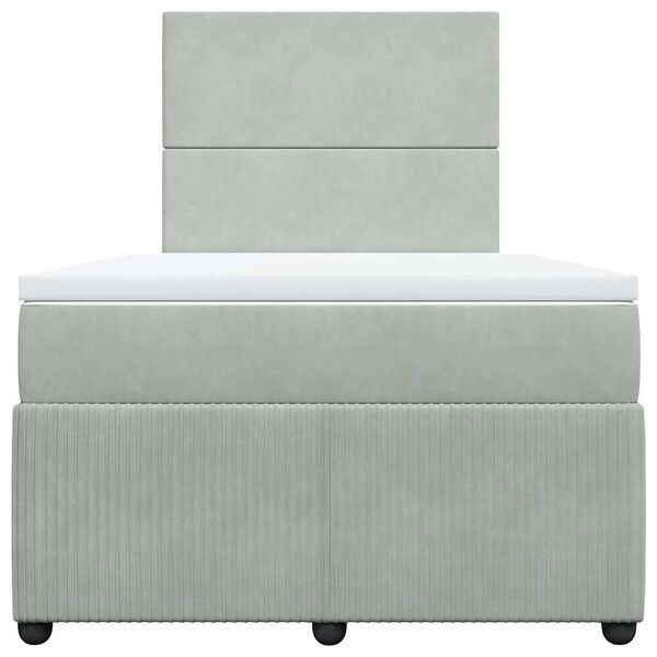vidaXL Cama boxspring c/ colch&atilde;o 120x200 cm veludo cinzento-claro