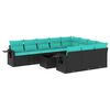 vidaXL Conjunto de sof&aacute; de jardim com 11 pe&ccedil;as e almofadas em rattan sint&eacute;tico preto