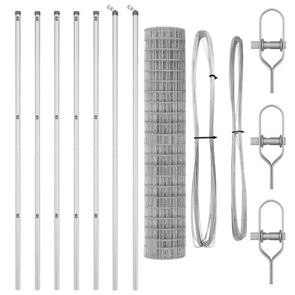 vidaXL Cerca com Poste Prateado 1,5 x 10 m A&ccedil;o e PVC