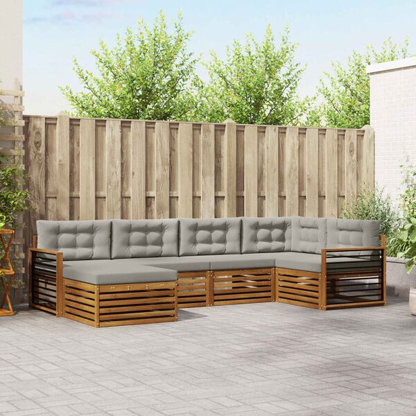 vidaXL Conjunto de Sof&aacute;s para Exterior 6 pcs Cinza Natural e Claro