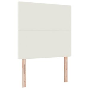 vidaXL Cabeceira LED com fitas LED Creme 80 cm Tecido de Veludo Cotele