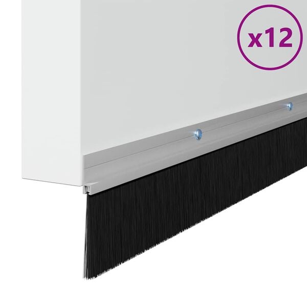 vidaXL Selos de Escovas para Porta com Parafuso 12 pcs Prateado 100 cm