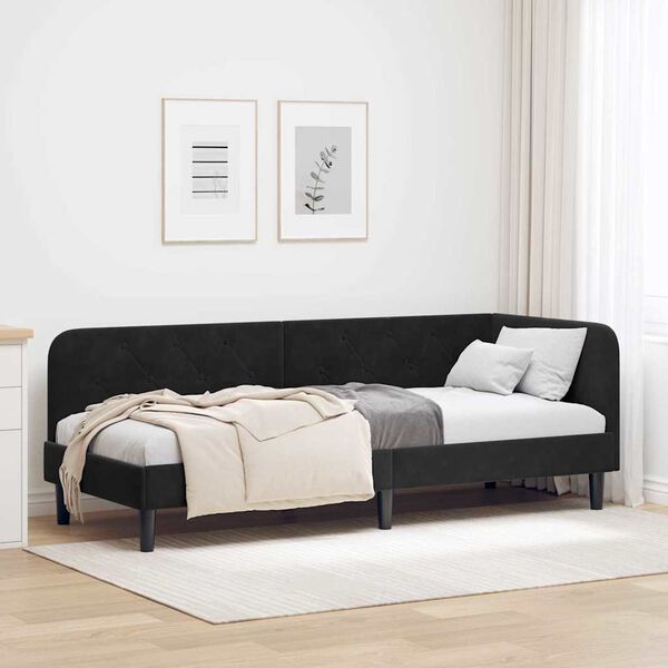 vidaXL Estrutura de Cama de Canto Preto 80 x 200 cm Veludo