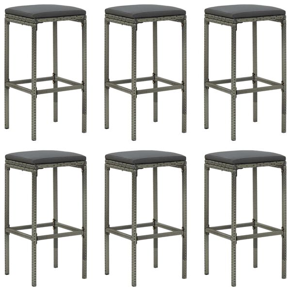 vidaXL 5 pcs conjunto de bar p/ jardim c/ almofad&otilde;es vime PE cinzento