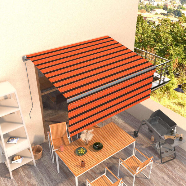 vidaXL Toldo retr&aacute;til manual com estore 3x2,5 m laranja e castanho