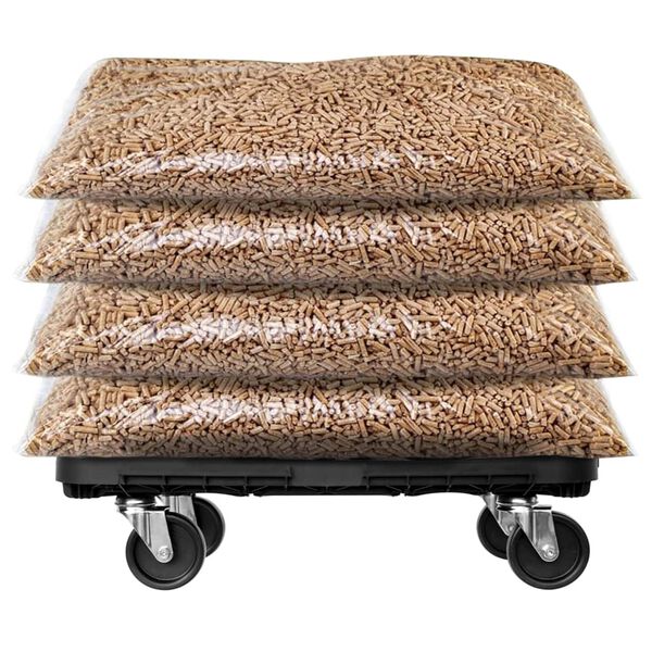 vidaXL Carrinhos de transporte 3 pcs 300 kg polipropileno preto