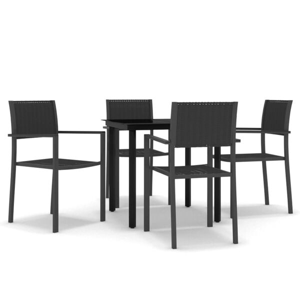 vidaXL 5 pcs Conjunto de jantar para jardim preto