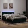 vidaXL Cama box spring c/ colch&atilde;o e LED 160x220 cm veludo verde-escuro