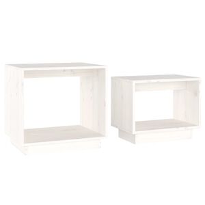 vidaXL Mesas de centro de encastrar 2 pcs pinho maci&ccedil;o branco