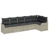 vidaXL Conjunto de Sof&aacute; de Jardim 6 unid. Cinzento-claro vime PE