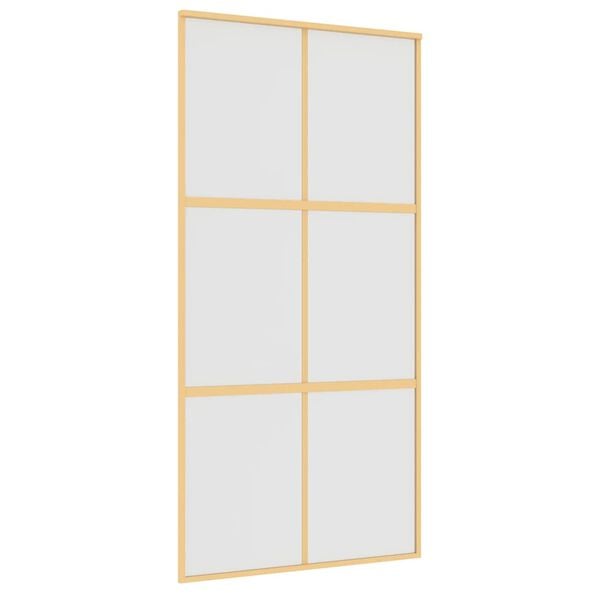 vidaXL Porta deslizante 102,5x205 cm vidro ESG fosco/alum&iacute;nio dourado