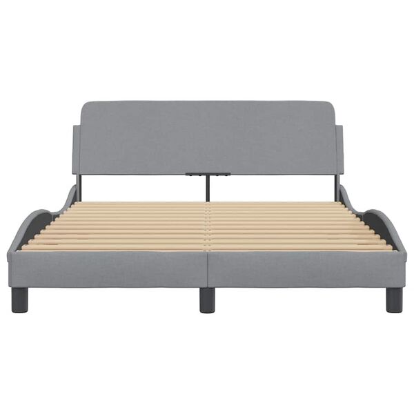vidaXL Estrutura de cama Dover 140x190 cm tecido cinzento-claro