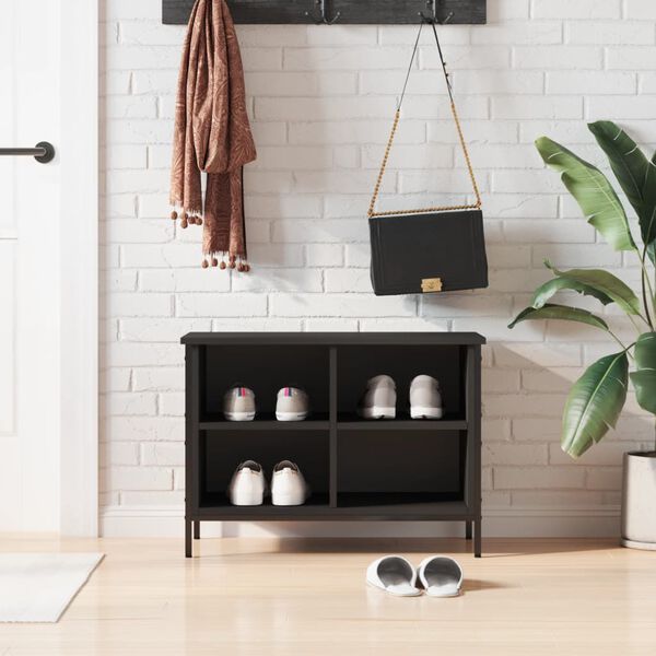 vidaXL Sapateira 69x35x50 cm derivados de madeira preto