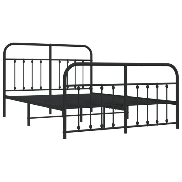 vidaXL Estrutura de cama com cabeceira e p&eacute;s 140x200 cm metal preto