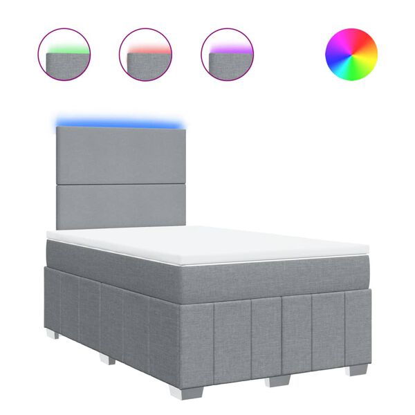 vidaXL Cama boxspring com colch&atilde;o 120x190 cm tecido cinzento-claro