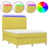 vidaXL Cama box spring c/ colch&atilde;o e LED 140x190 cm tecido verde